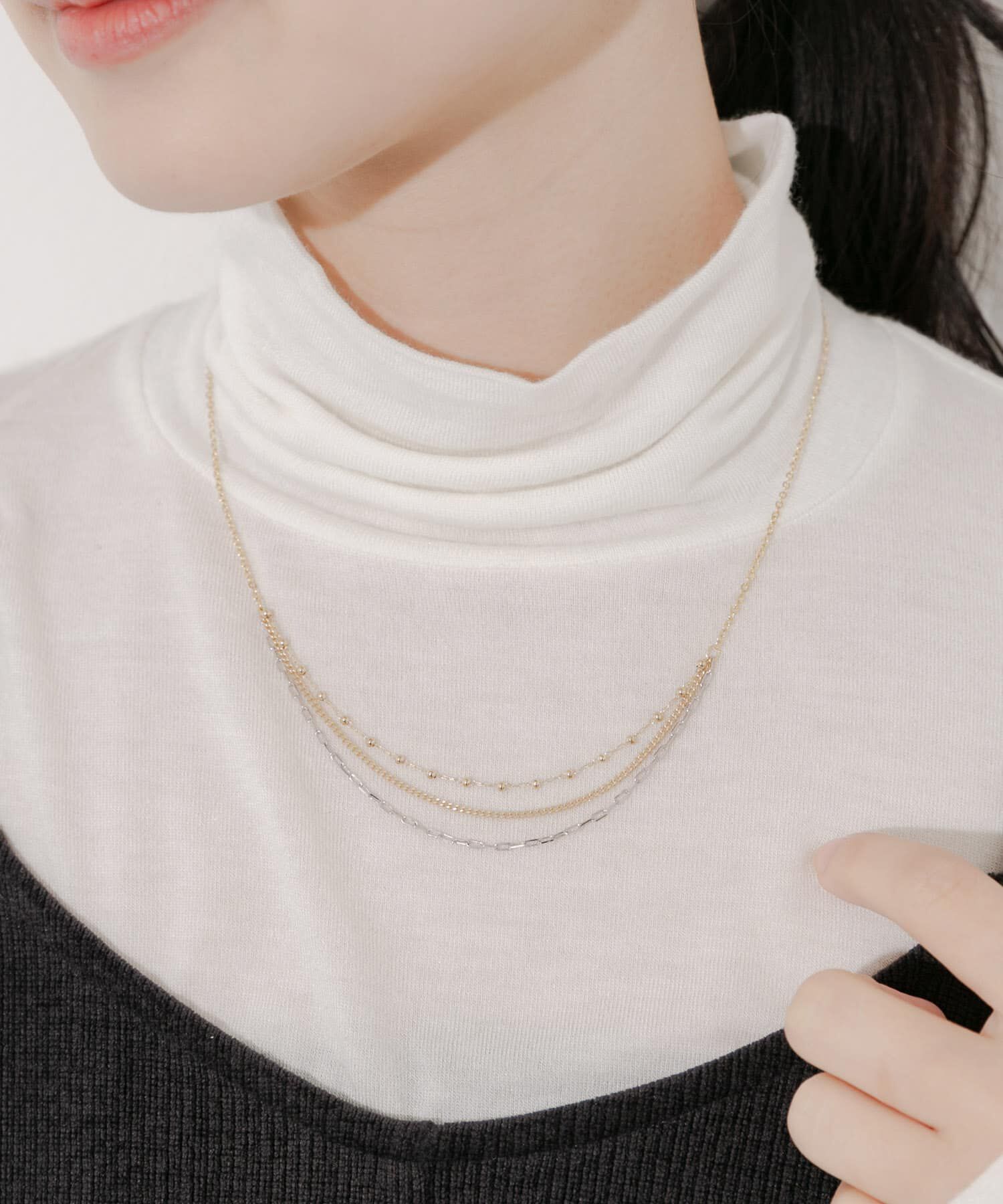 SMELLY「コンビメッキトリプルチェーンネックレス」|ネックレス|