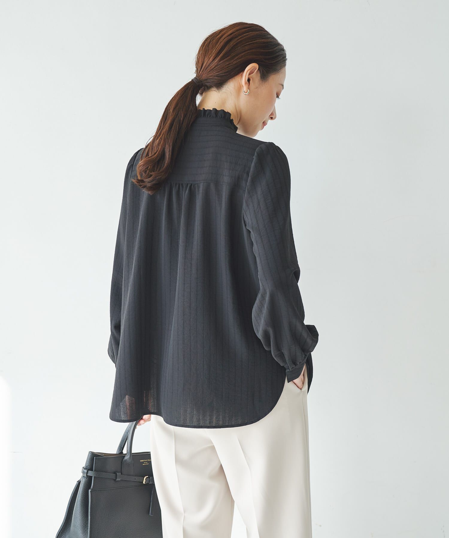 URBAN RESEARCH「ドビーストライプフリルブラウス」|シャツ・ブラウス|