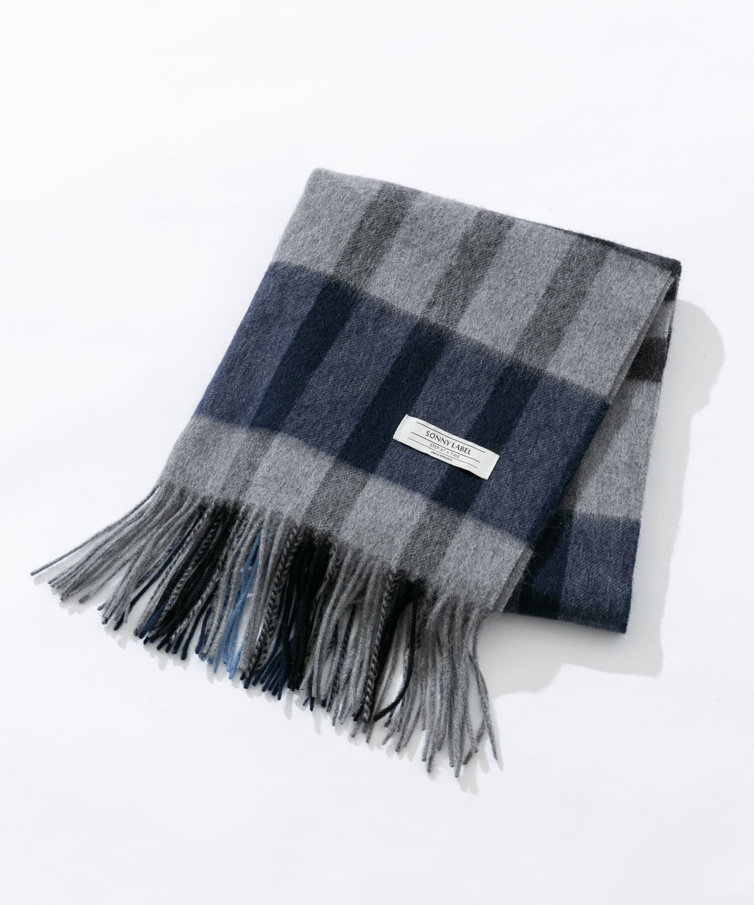 Sonny Label 「ウールカシミヤチェックワイドマフラー」|マフラー|グレー系その他