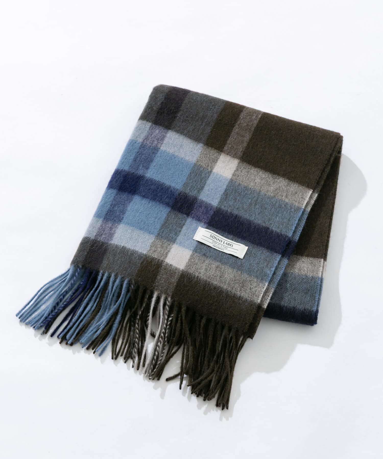 Sonny Label 「ウールカシミヤチェックワイドマフラー」|マフラー|グリーン系その他
