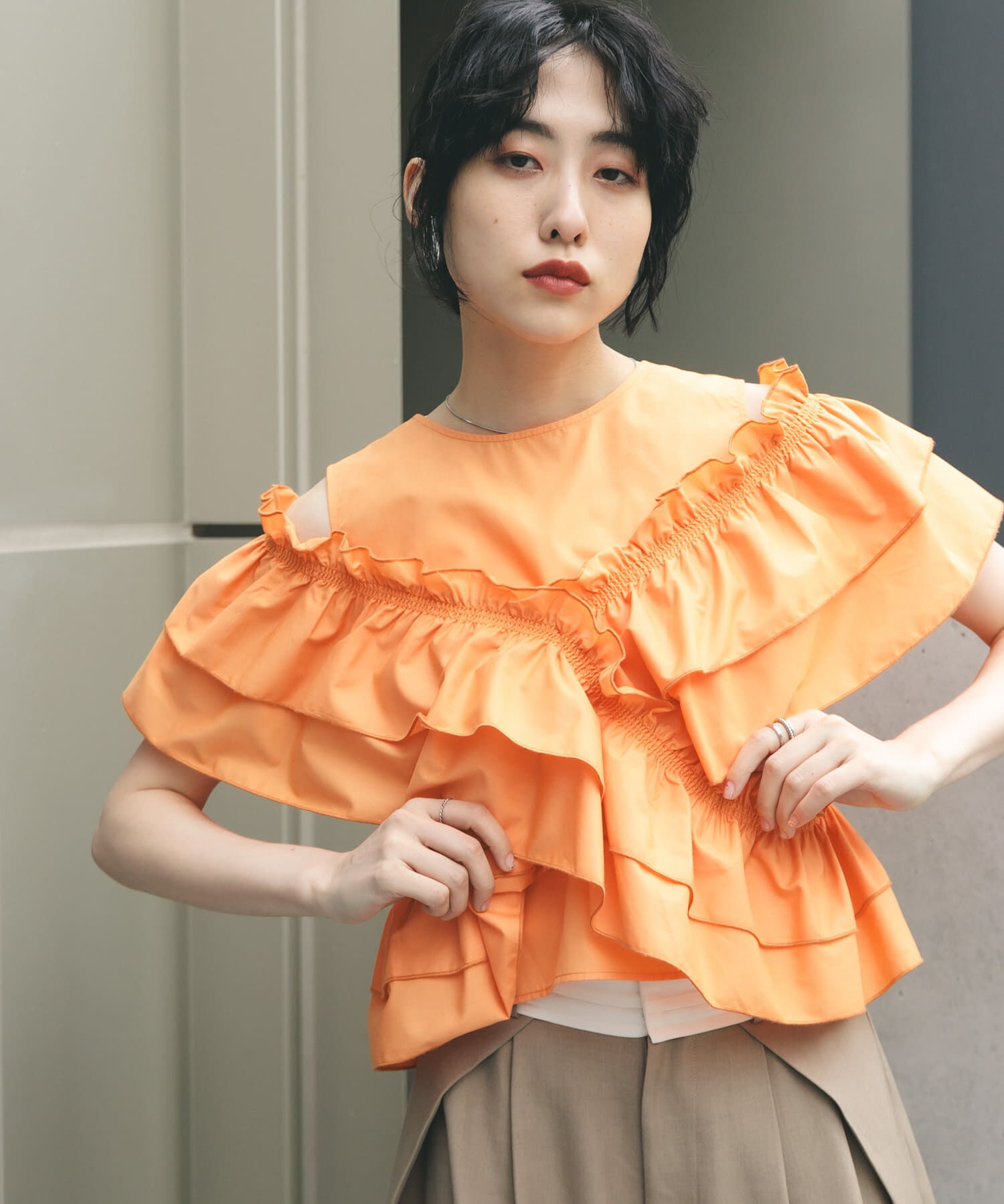  「マルチWAYクロスフリルブラウス」|シャツ・ブラウス|