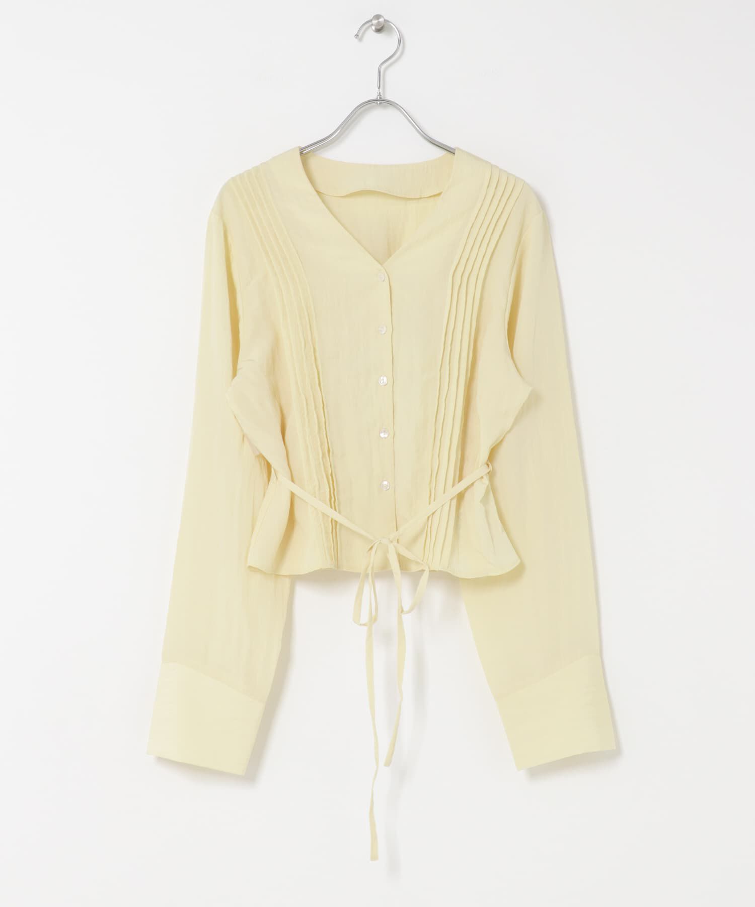  「ピンタックVネックブラウス」|シャツ・ブラウス|