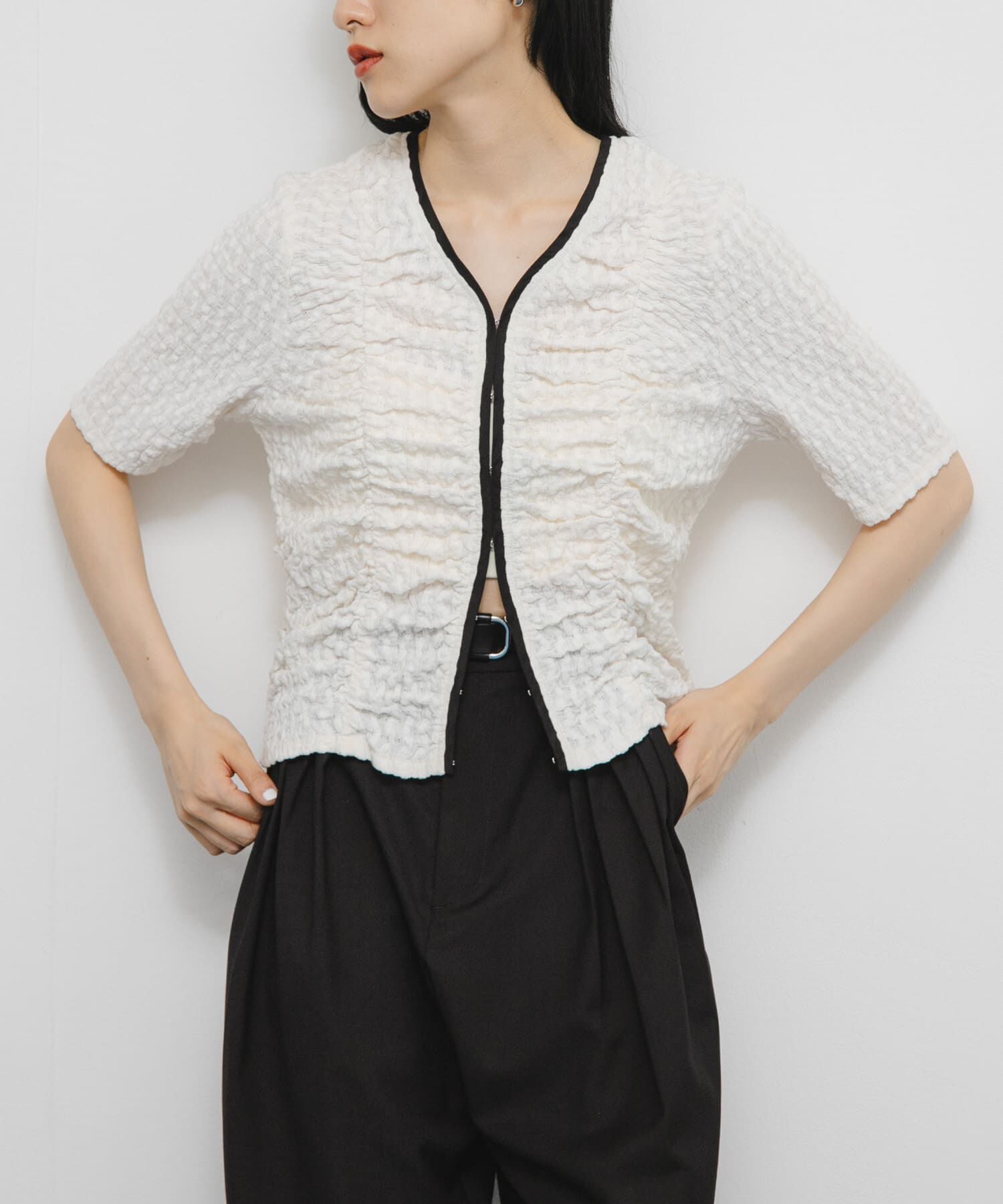  「シャーリングホックトップス」|Tシャツ・カットソー|