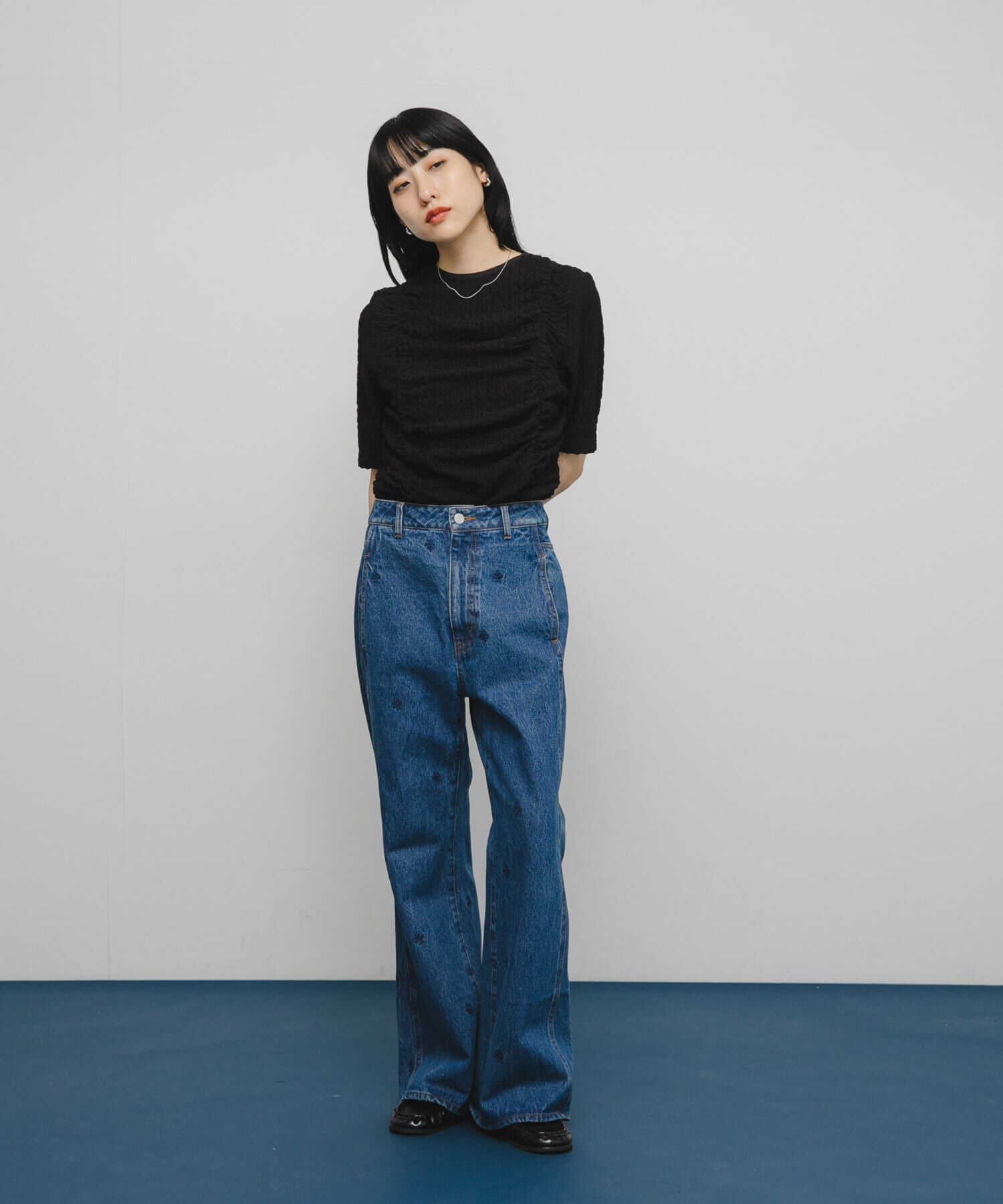  「シャーリングホックトップス」|Tシャツ・カットソー|