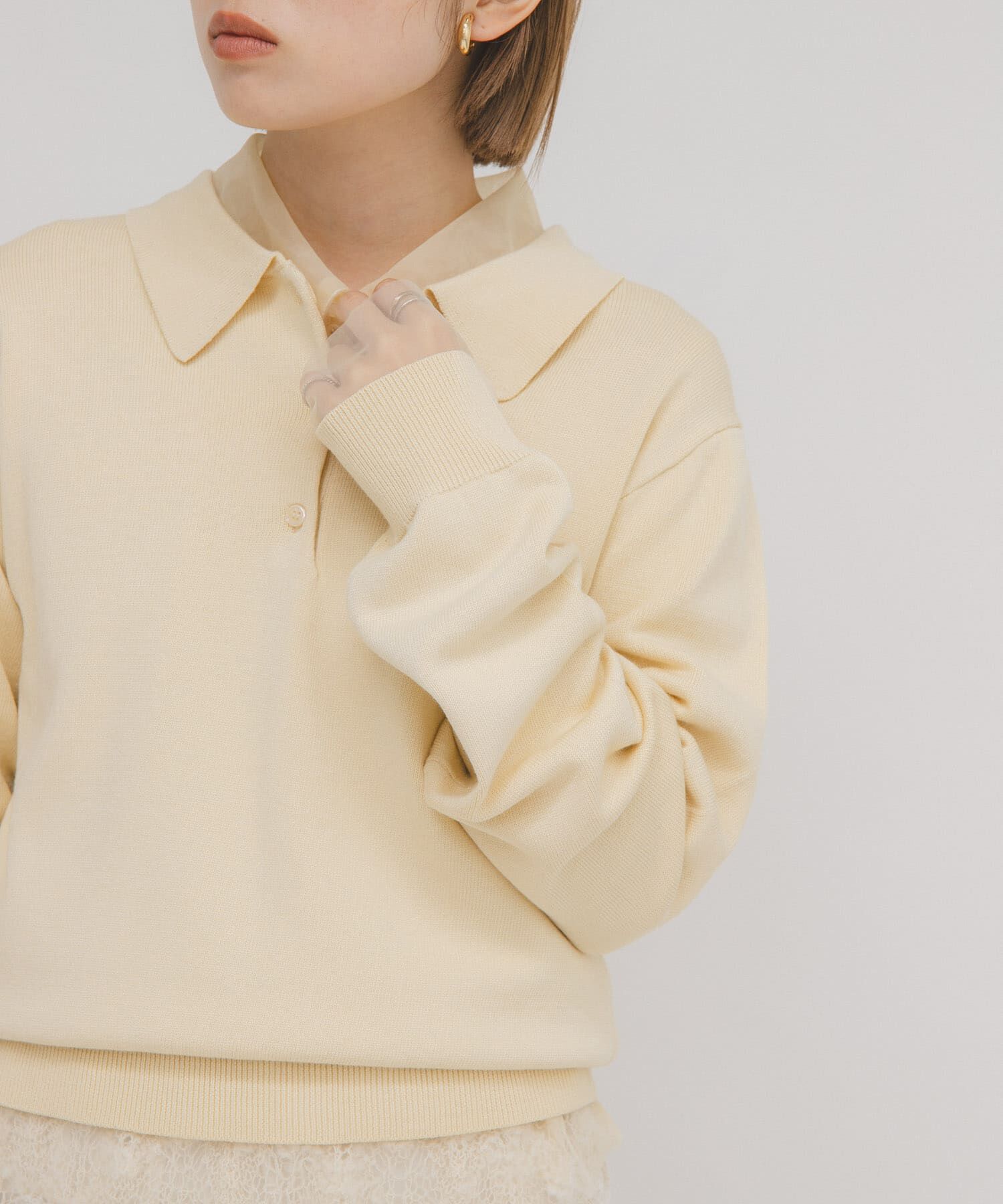  「チュールレイヤードニットシャツ」|ニット・セーター|