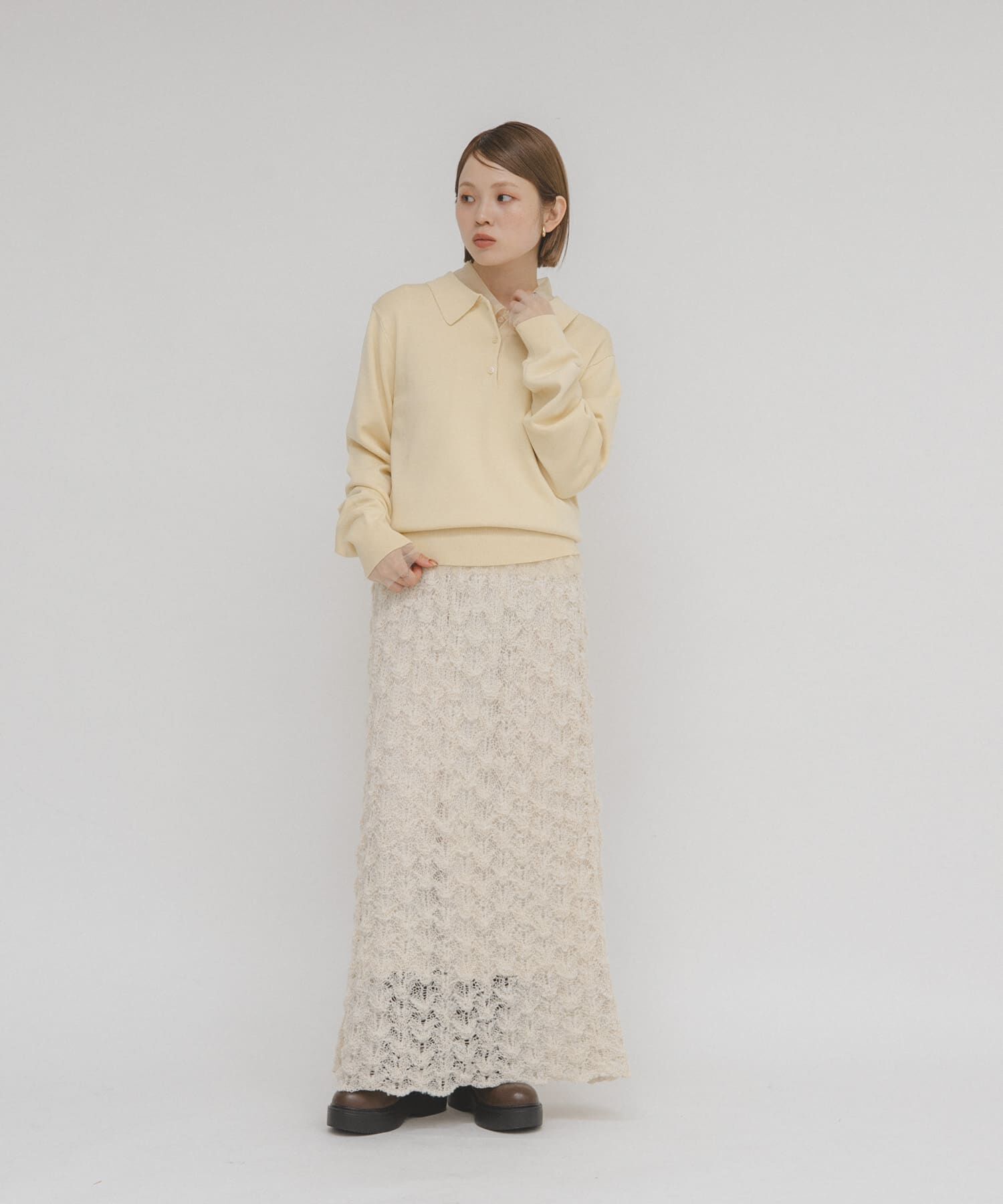  「チュールレイヤードニットシャツ」|ニット・セーター|