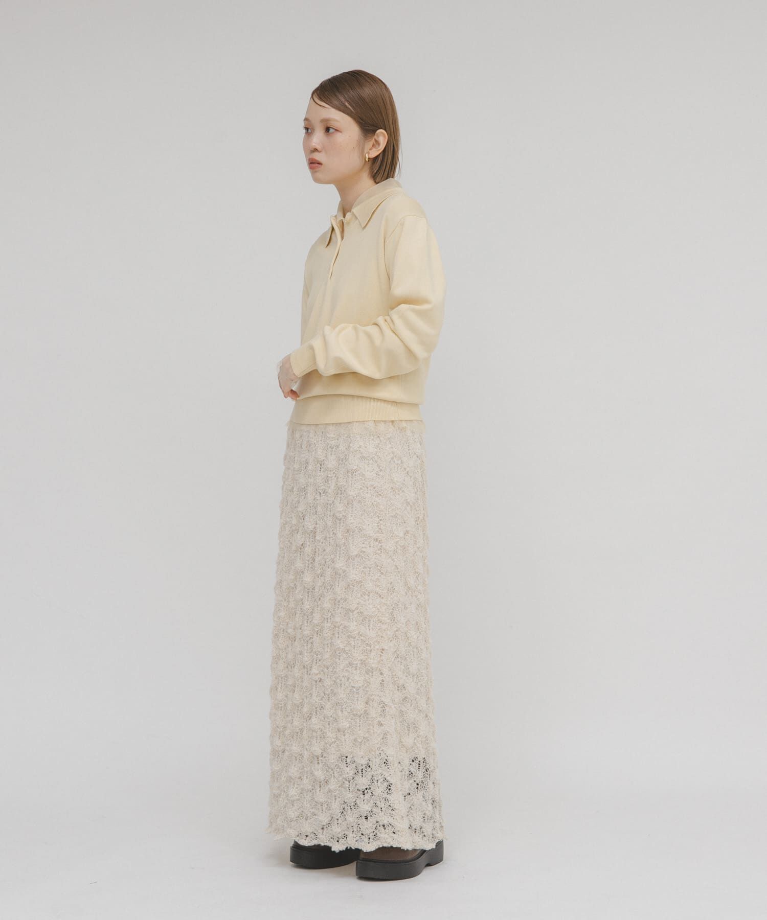  「チュールレイヤードニットシャツ」|ニット・セーター|