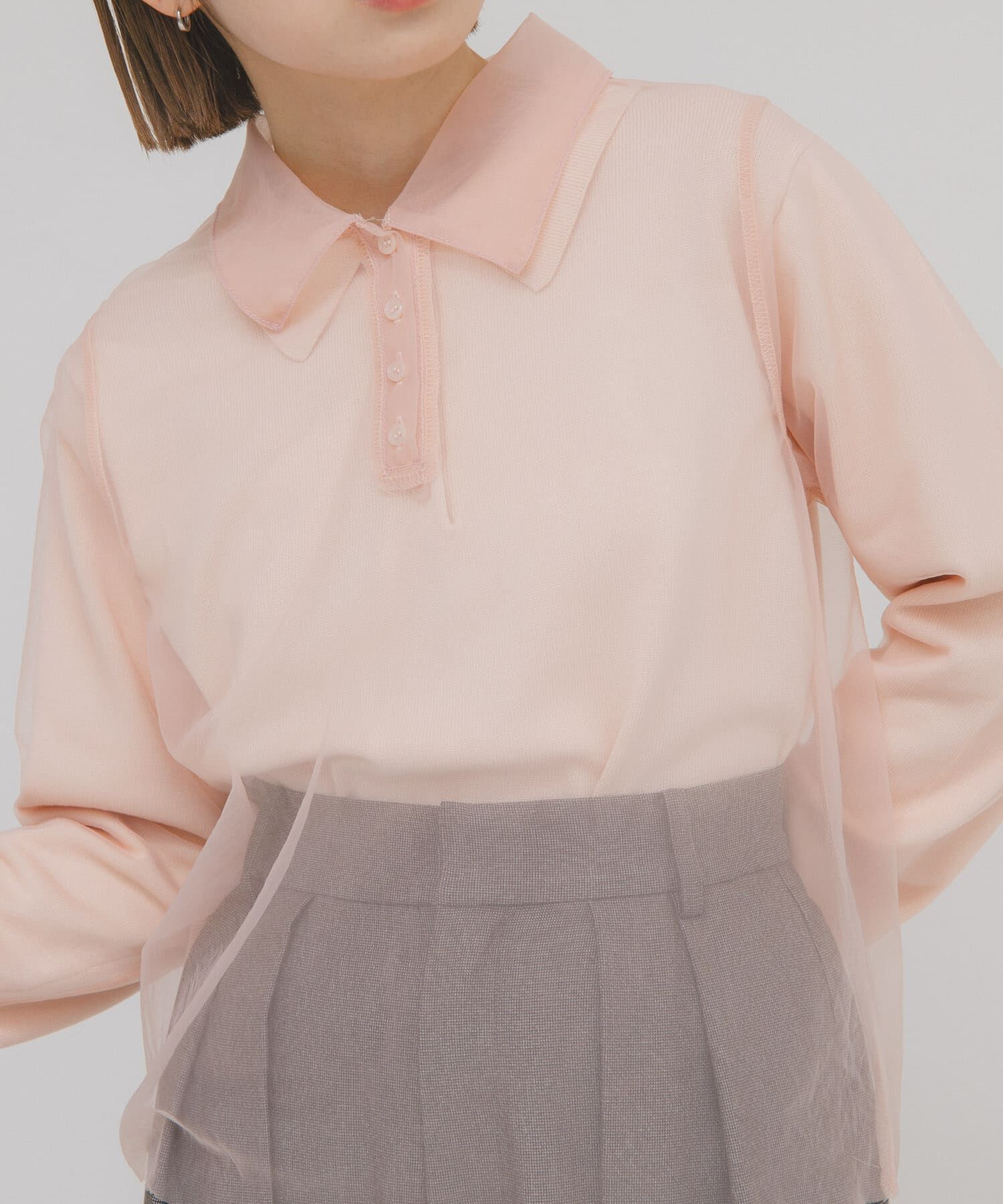  「チュールレイヤードニットシャツ」|ニット・セーター|