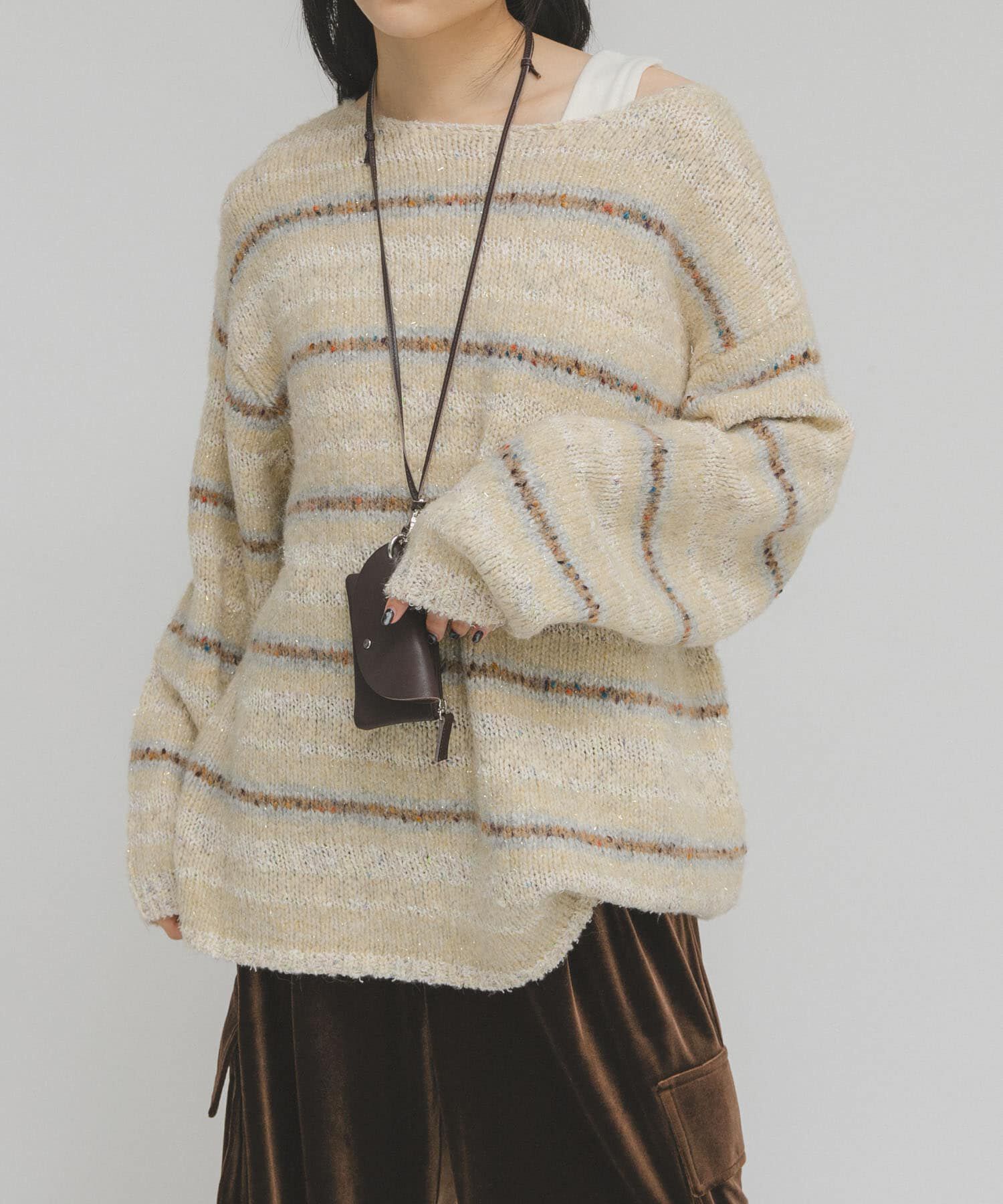  「マルチボーダールーズニット」|ニット・セーター|ホワイト系その他