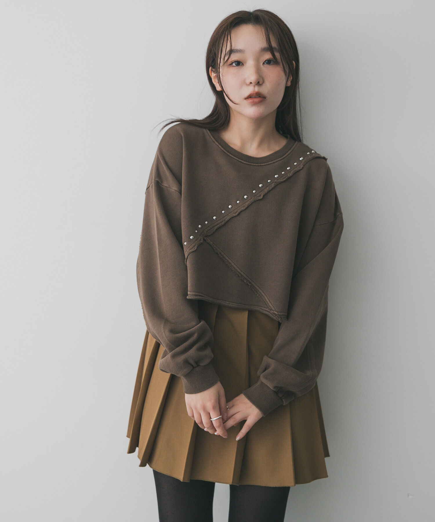 SENSE OF PLACE by URBAN RESEARCH「スタッズピグメントカットトップ」|スウェット・ジャージ|ブラウン