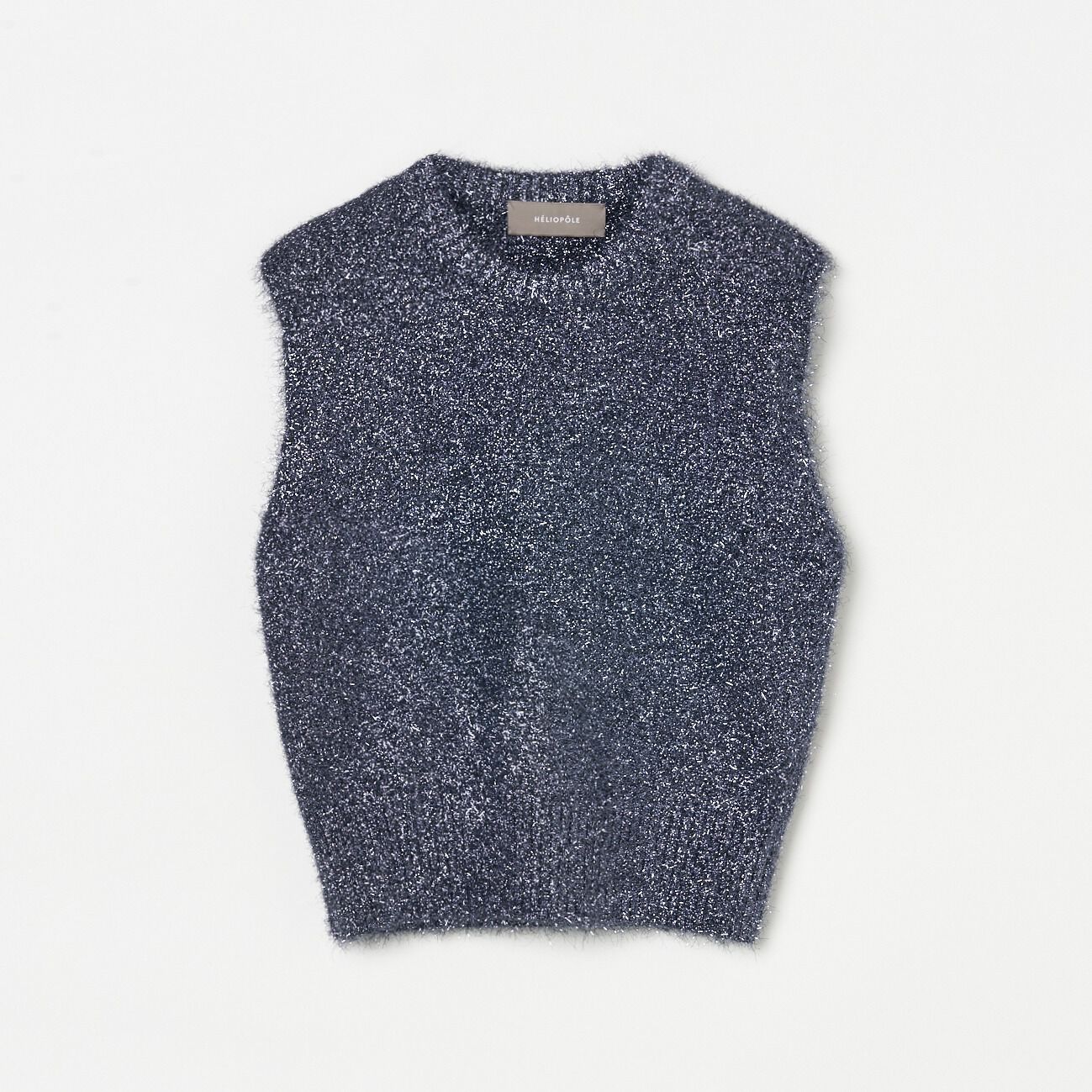 HELIOPOLE「HELIOPOLE FEATHER YARN GLITTER KNIT VEST」|ニット・セーター|ネイビー