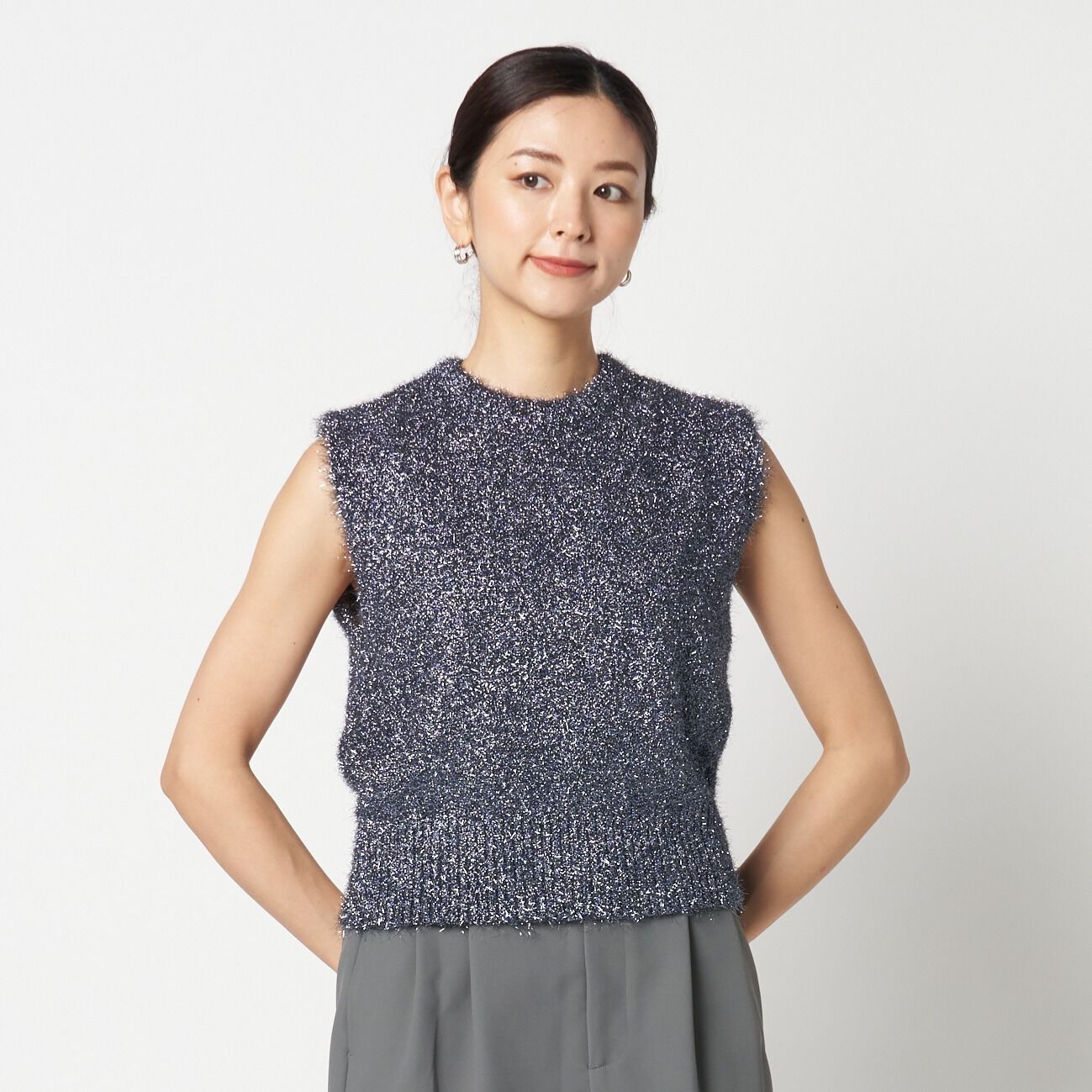 HELIOPOLE「HELIOPOLE FEATHER YARN GLITTER KNIT VEST」|ニット・セーター|