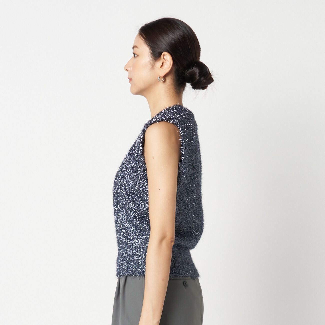 HELIOPOLE「HELIOPOLE FEATHER YARN GLITTER KNIT VEST」|ニット・セーター|