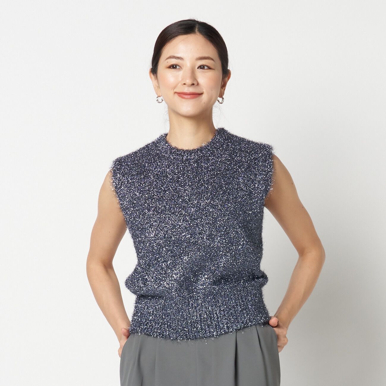 HELIOPOLE「HELIOPOLE FEATHER YARN GLITTER KNIT VEST」|ニット・セーター|