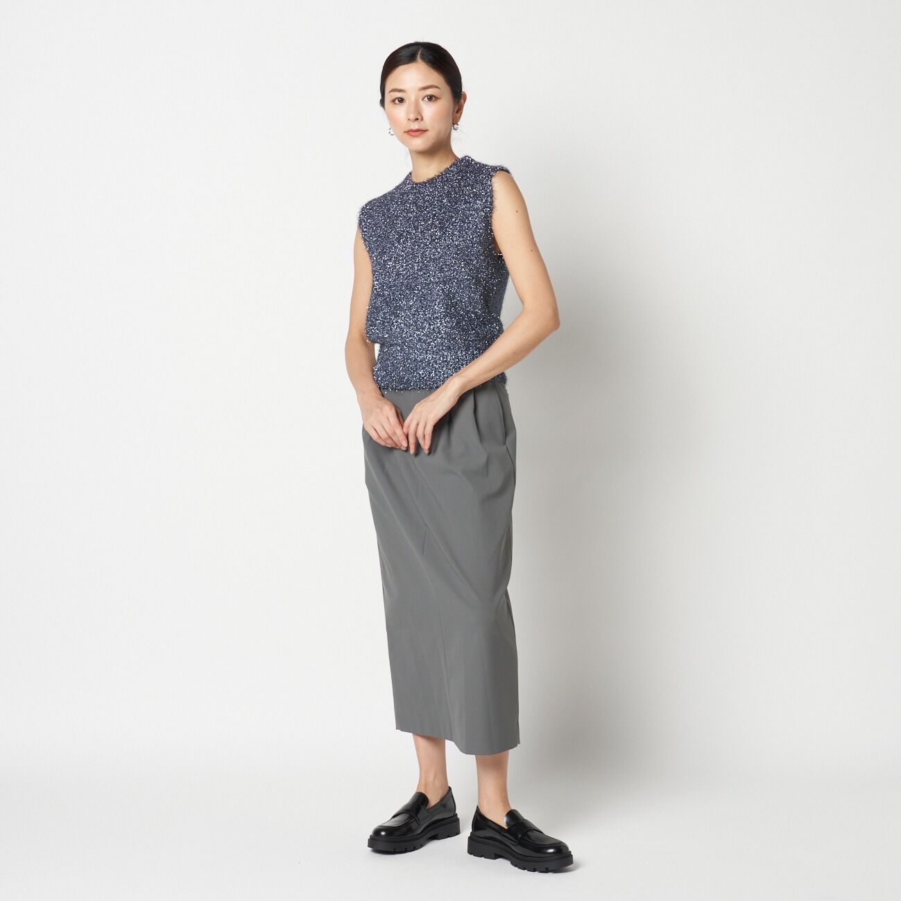 HELIOPOLE「HELIOPOLE FEATHER YARN GLITTER KNIT VEST」|ニット・セーター|