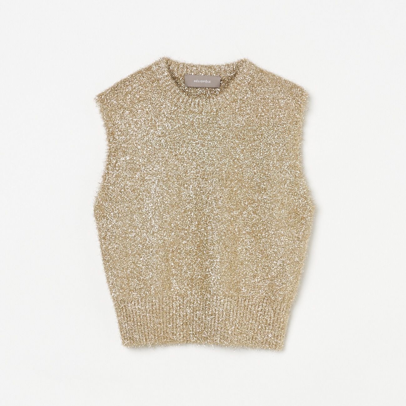 HELIOPOLE「HELIOPOLE FEATHER YARN GLITTER KNIT VEST」|ニット・セーター|ゴールド