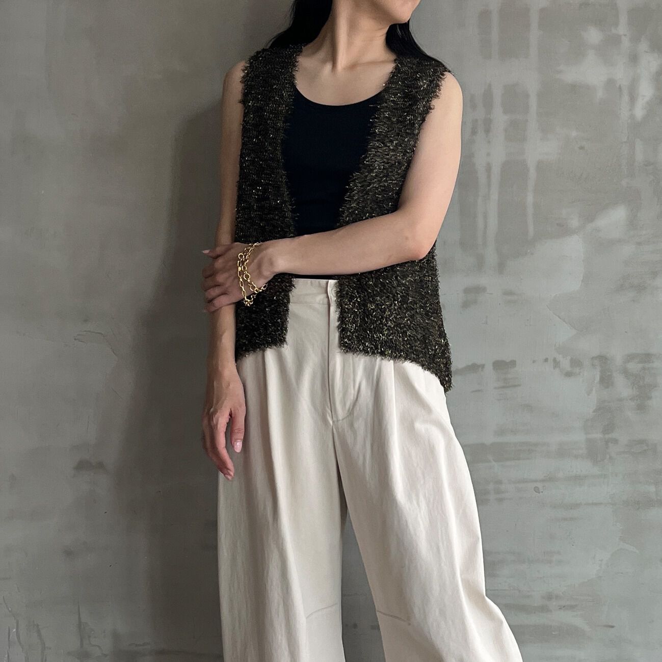 HELIOPOLE「HELIOPOLE GLITTER KNIT GILET」|ニット・セーター|