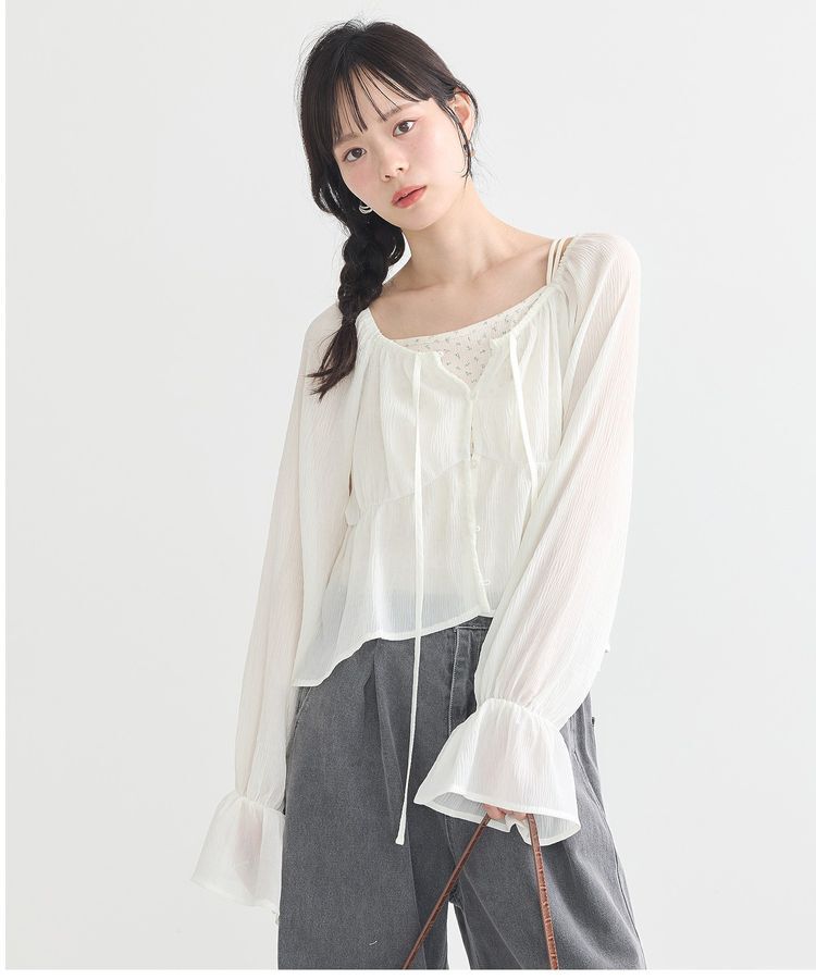 earth music&ecology「ダブルストラップパターンメッシュキャミソール」|キャミソール|