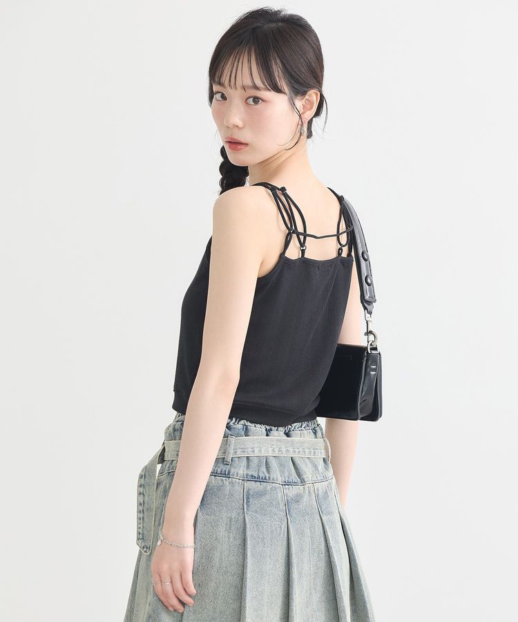 earth music&ecology「ダブルストラップパターンメッシュキャミソール」|キャミソール|