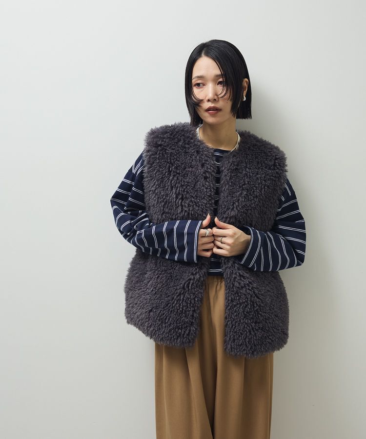 Green Parks「・ELENCARE DUE シープファーロングベスト」|ベスト・ジレ|