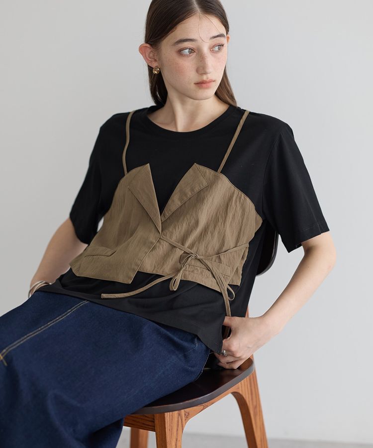 Editt by YECCA VECCA「ビスチェレイヤード風デザインTee」|Tシャツ・カットソー|