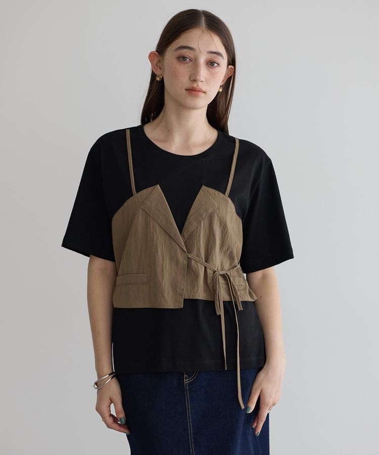 Editt by YECCA VECCA「ビスチェレイヤード風デザインTee」|Tシャツ・カットソー|