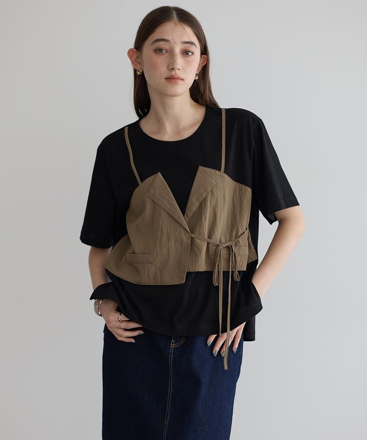 Editt by YECCA VECCA「ビスチェレイヤード風デザインTee」|Tシャツ・カットソー|