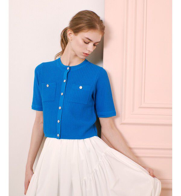 LOULOU WILLOUGHBY「【LOULOU WILLOUGHBY】ポケット付半袖カーディガン」|カーディガン|