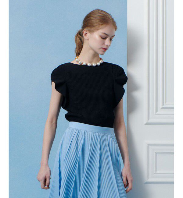 LOULOU WILLOUGHBY「【LOULOU WILLOUGHBY】スキャーラッププルオーバー」|ニット・セーター|ブラック