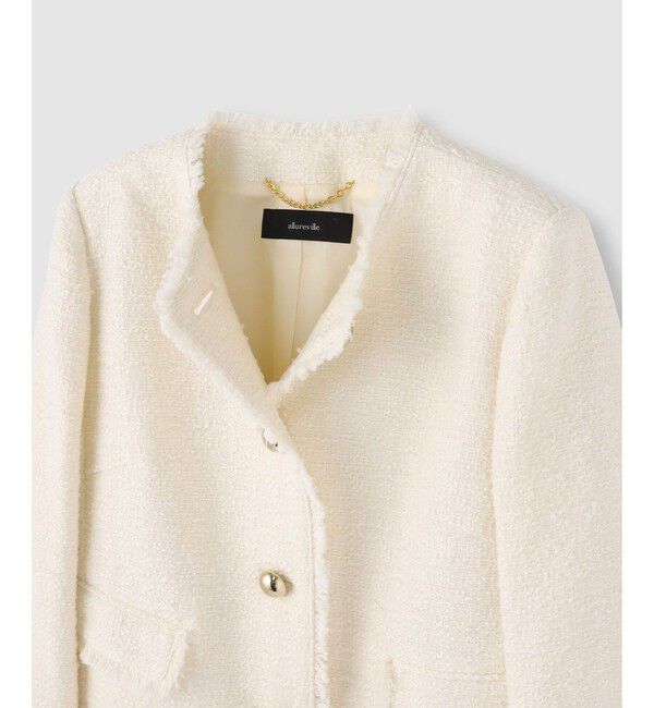 allureville ノーカラーツイードジャケット ホワイト系 ツィードノーカラージャケット（allureville）｜ルミネのファッション