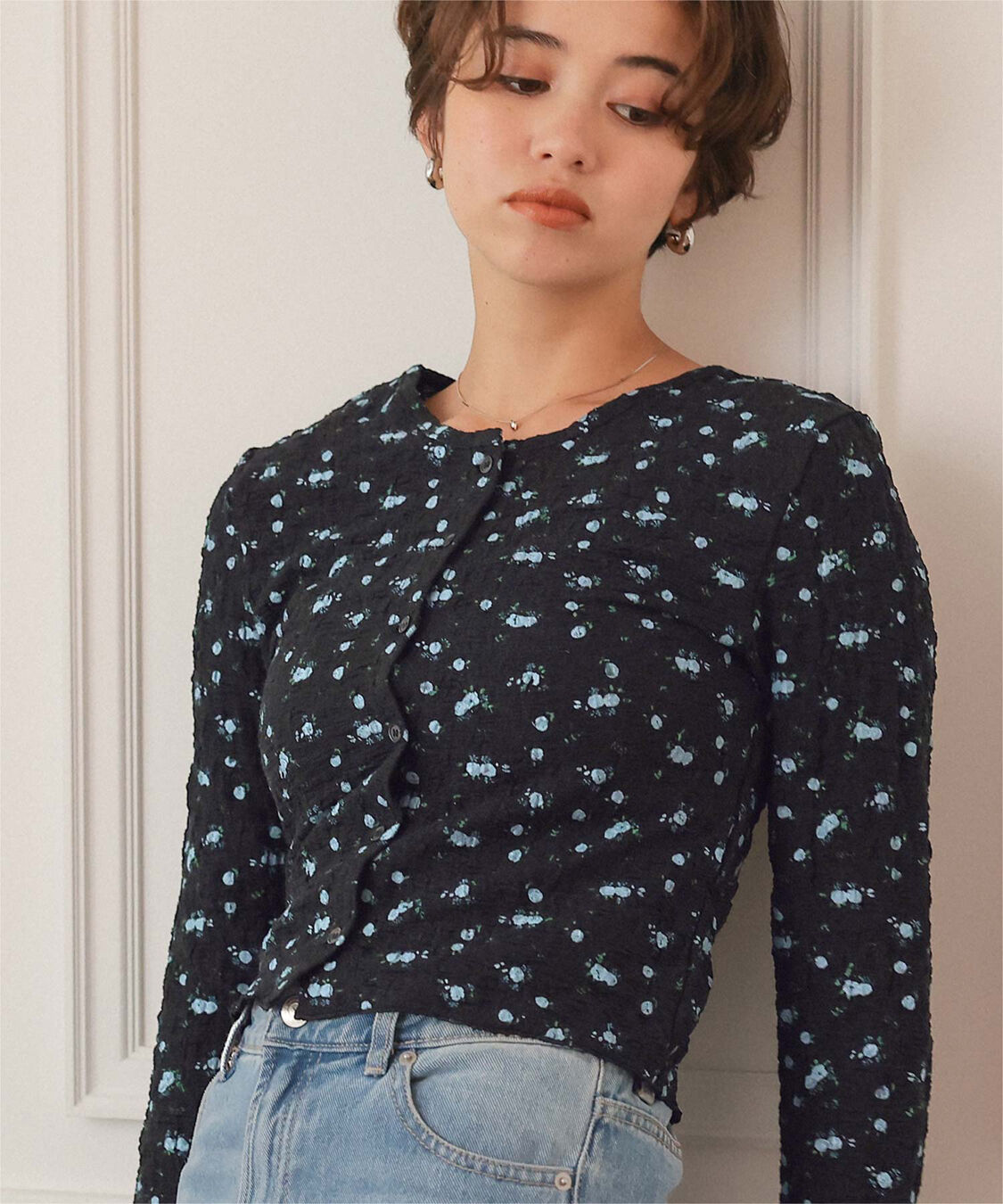 titivate「前後2wayフラワージャガードカットソートップス」|Tシャツ・カットソー|ブラック