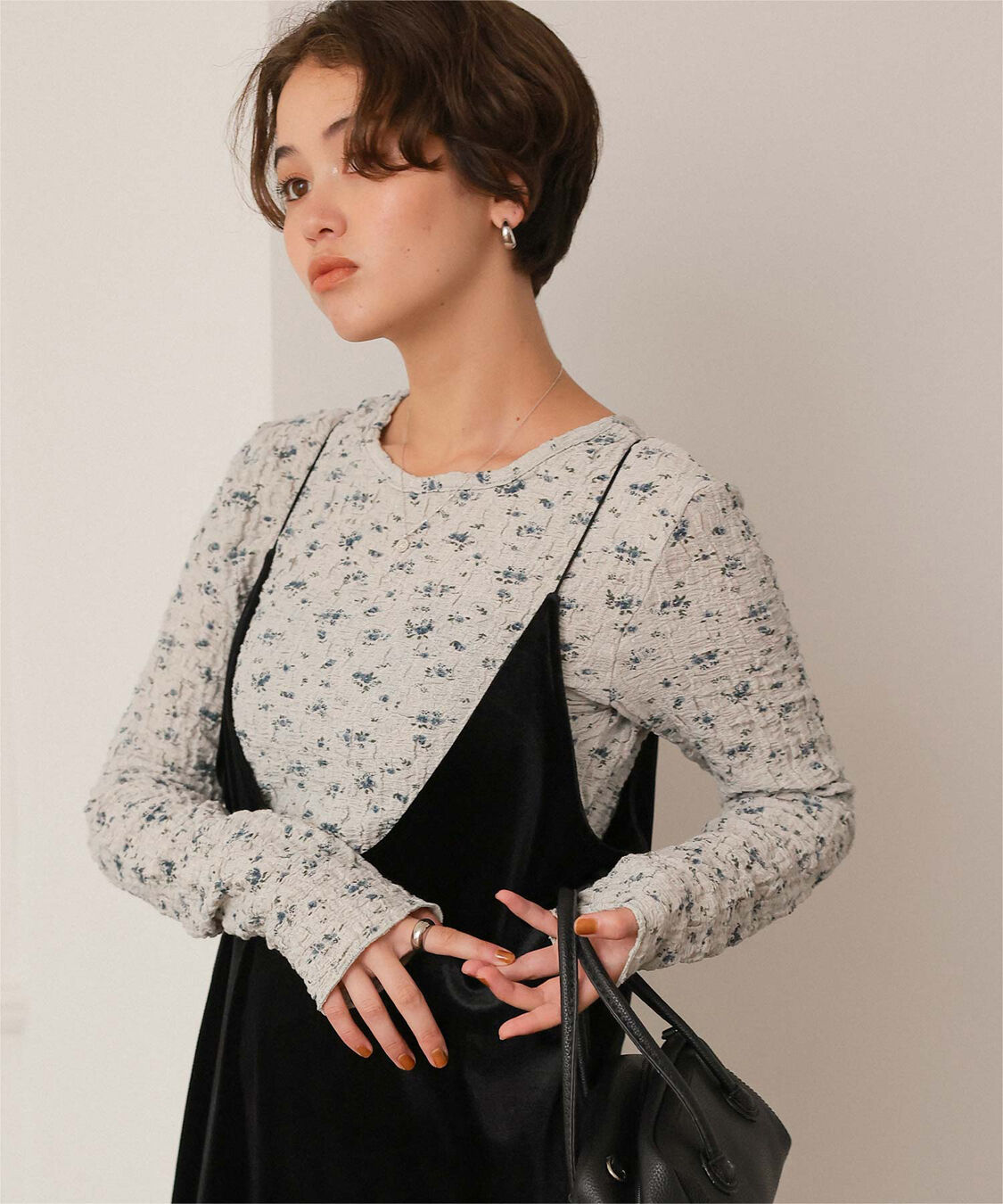 titivate「前後2wayフラワージャガードカットソートップス」|Tシャツ・カットソー|グレー