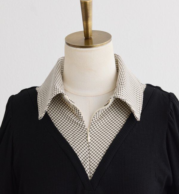  「チェックレイヤードドッキングトップス」|プルオーバー|