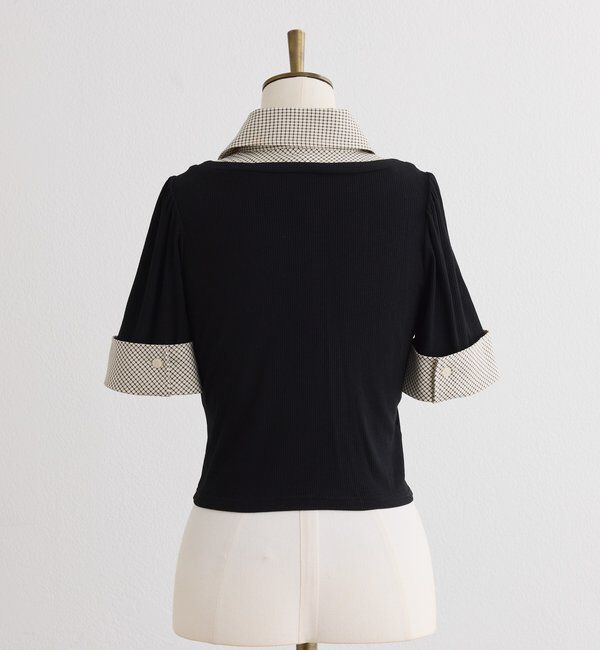  「チェックレイヤードドッキングトップス」|プルオーバー|