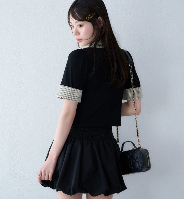  「チェックレイヤードドッキングトップス」|プルオーバー|