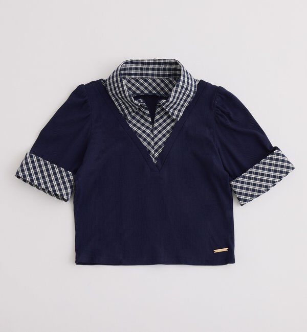  「チェックレイヤードドッキングトップス」|プルオーバー|