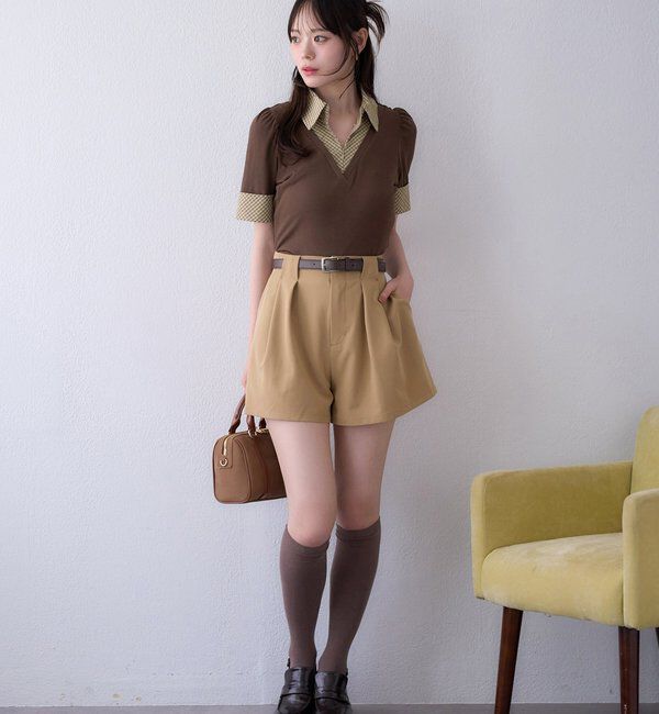  「チェックレイヤードドッキングトップス」|プルオーバー|