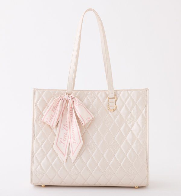  「【LouLoumei】スカーフ付きキルティングキャリーオントート/自立可能」|ショルダー・メッセンジャー|