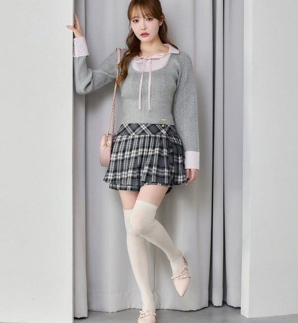  「シャツドッキングレイヤード風ニット」|ニット・セーター|