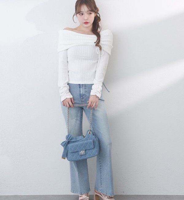  「サイドカットレース美脚ビジューデニム」|その他|