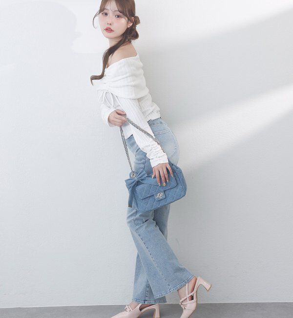  「サイドカットレース美脚ビジューデニム」|その他|