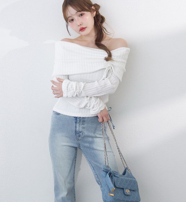  「サイドカットレース美脚ビジューデニム」|その他|