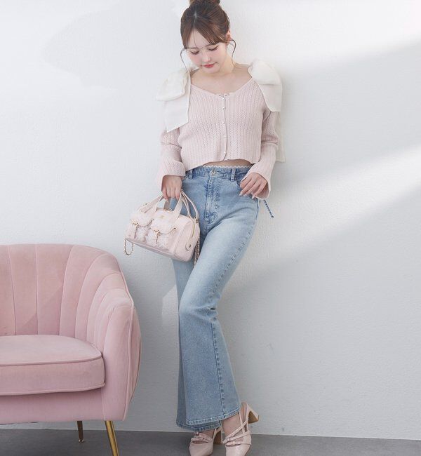  「サイドカットレース美脚ビジューデニム」|その他|