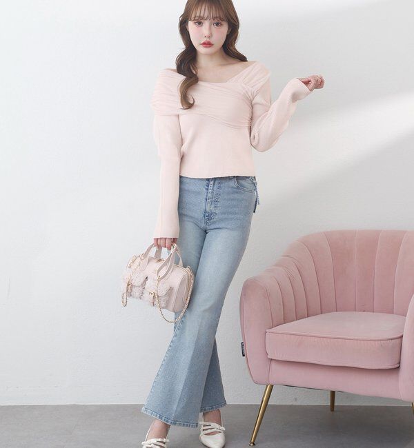  「サイドカットレース美脚ビジューデニム」|その他|