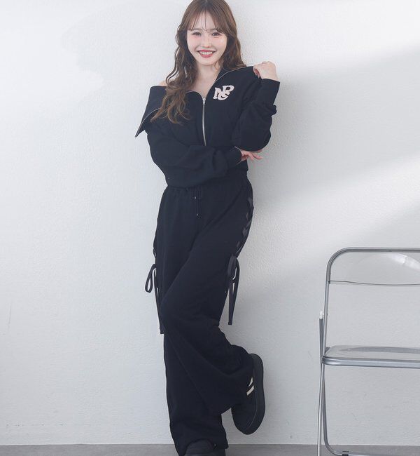  「【セットアップ可能】サイドカットレースアップスウェットパンツ」|その他|