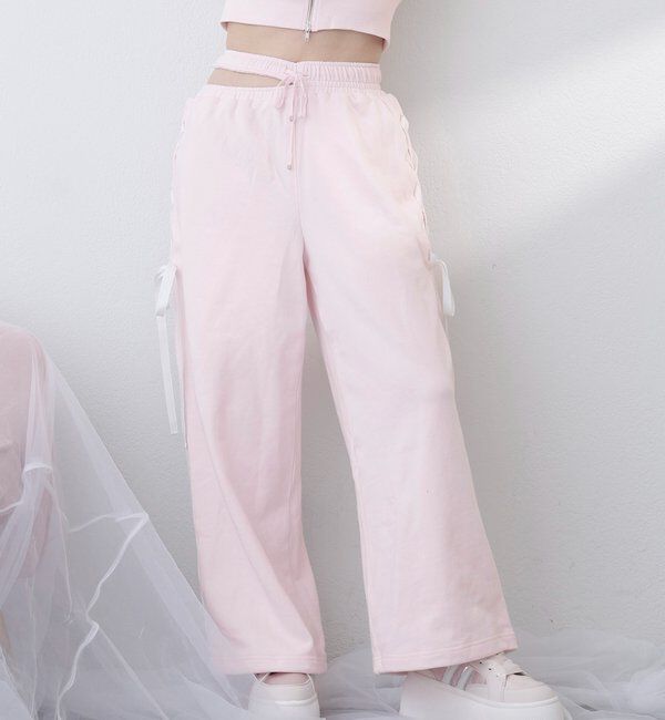  「【セットアップ可能】サイドカットレースアップスウェットパンツ」|その他|