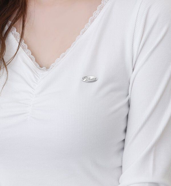  「プレート付きフロントギャザートップ」|プルオーバー|