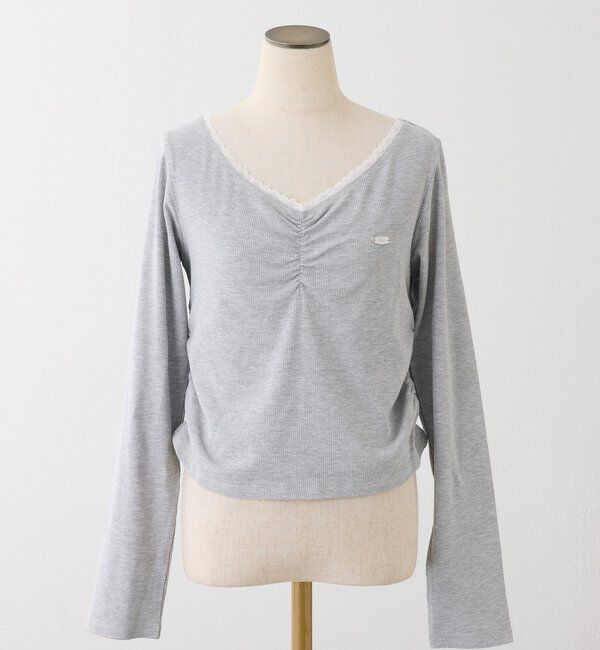  「プレート付きフロントギャザートップ」|プルオーバー|