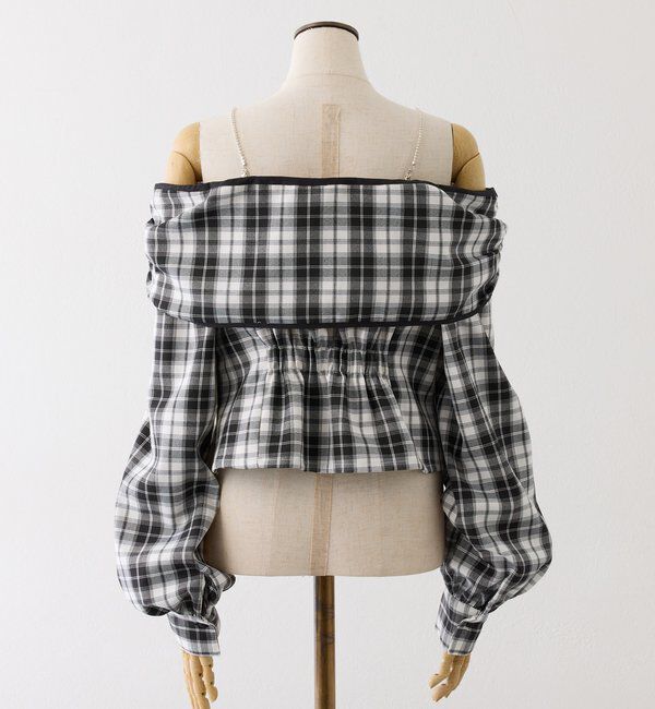  「肩ビジューリボンオフショルブラウス」|シャツ・ブラウス|