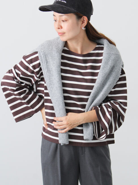 Lugnoncure「ビッグスリーブボーダーカットソー」|Tシャツ・カットソー|ブラウン